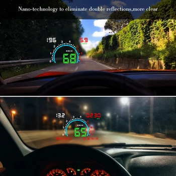 Veľký Displej čelné Sklo Projektor Auto HUD Head-Up Display OBD2 Digitálna Rýchlosť Alarm prekročenia rýchlosti Vody Temp ot. / MIN Napätie