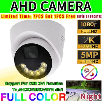 5MP Enhanced 6LED Vyšší Výkon 24H Plné Farby Nočné Videnie CCTV AHD Dome Kamery Vnútorné 1080P 4K Svietiace Led H. 265 4in1 Pre Domáce