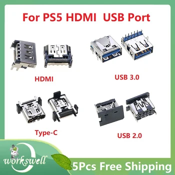 Originál Nové 5 ks/Veľa Pre PS5 HDMI Port USB Konektor Typu C Super USB 3.0 2.0 Zásuvka Pre PlayStation 5 Konzoly Náhradný Konektor