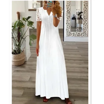 Móda Čipky Žien na Jar/leto tvaru Šaty 3D Vytlačené Krátke Rukávy Maxi Sexy Šaty Žien 2023 Vestidos Elegantes Mujer